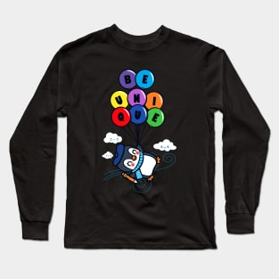 Be Unique Cute Kawaii Penguin Flying With Balloons Long Sleeve T-Shirt